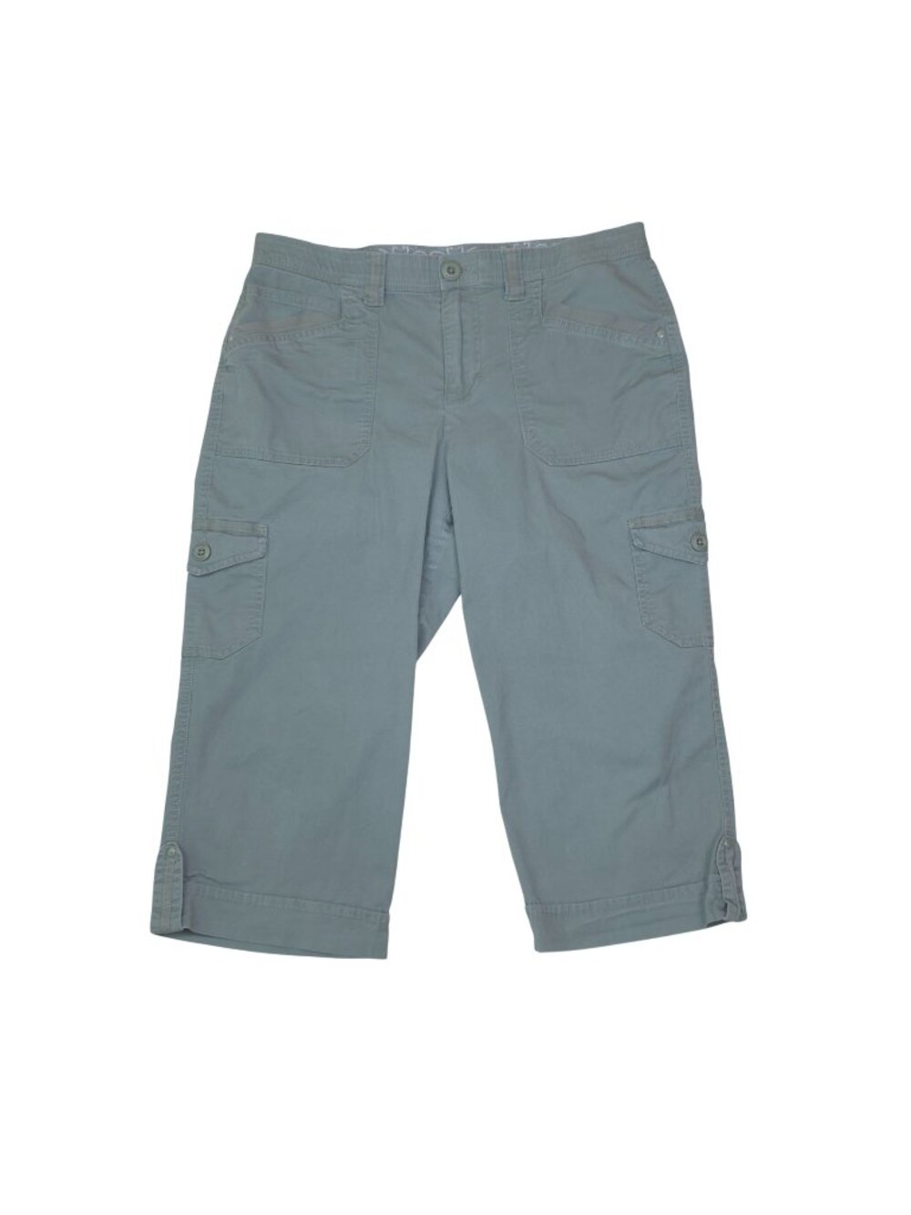 Gloria Vanderbilt Womens Green Cargo Capri Pants Size 10 Cotton Blend